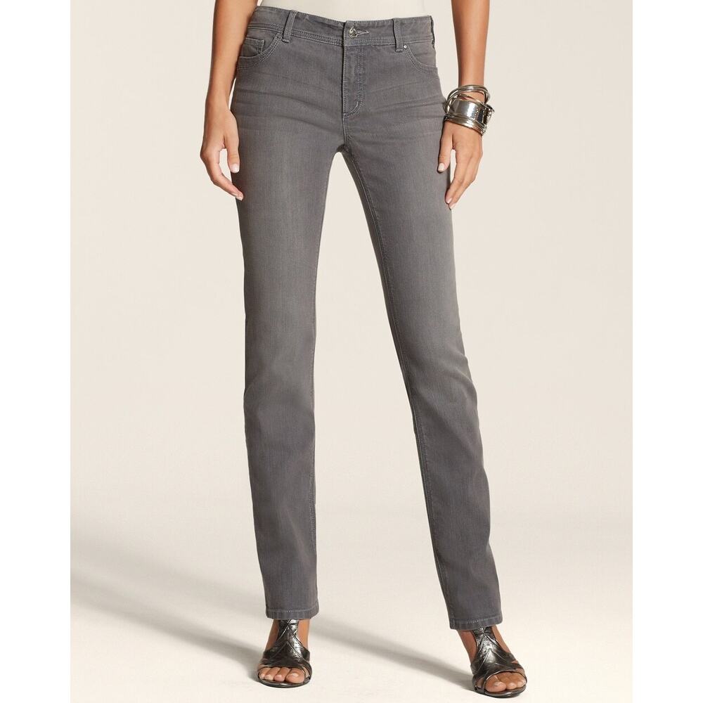 Chico's Platinum Gray Ultimate Fit Slim Leg Jeans Size 00 (US 2) Regular